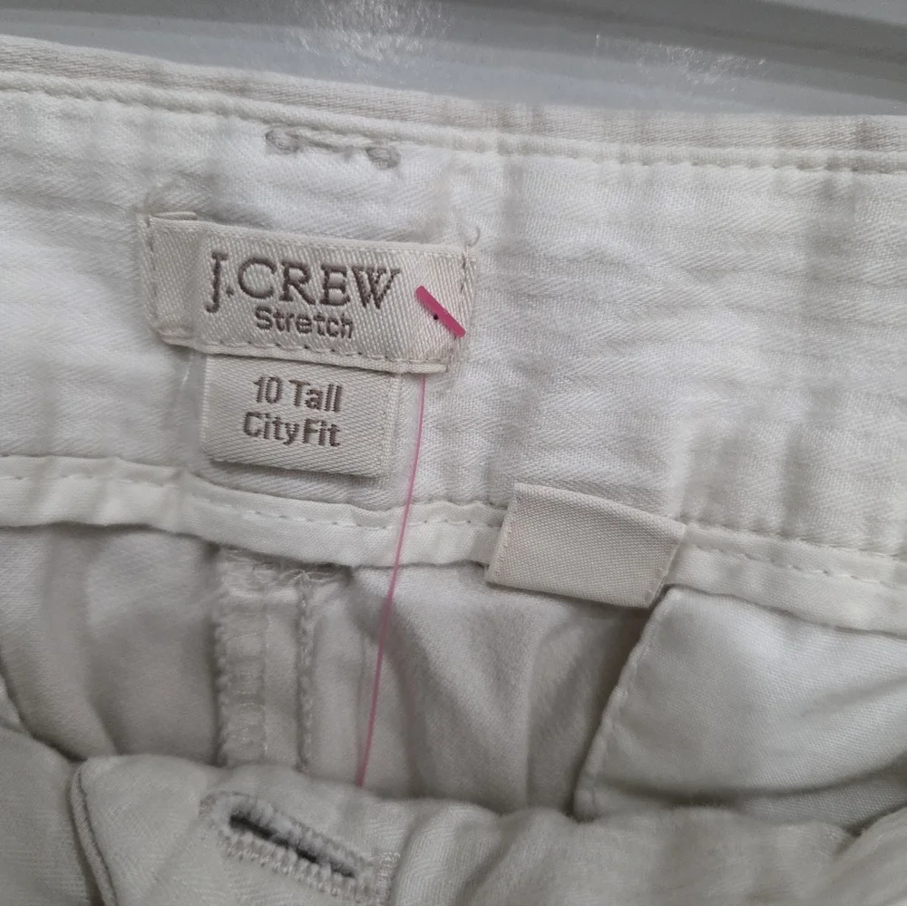 J CREW WOMEN'S BEIGE KHAKI CITY FIT CURVY TROUSERS STRETCH SIZE 10